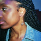 Side View, On Body: Gold and 925 Recycled Sterling Silver Spiked Hear Drop/Dangle Earring.