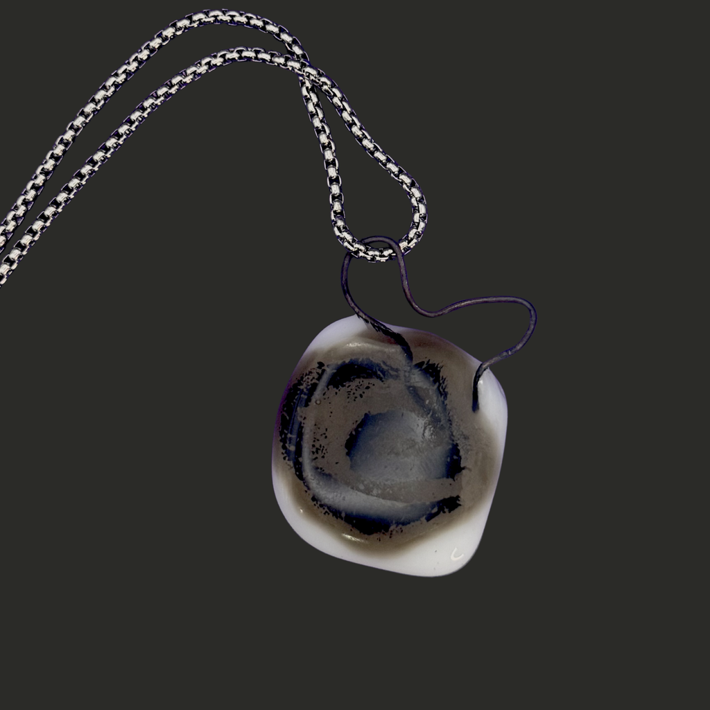 Fused Glass Charms | Black Swirl
