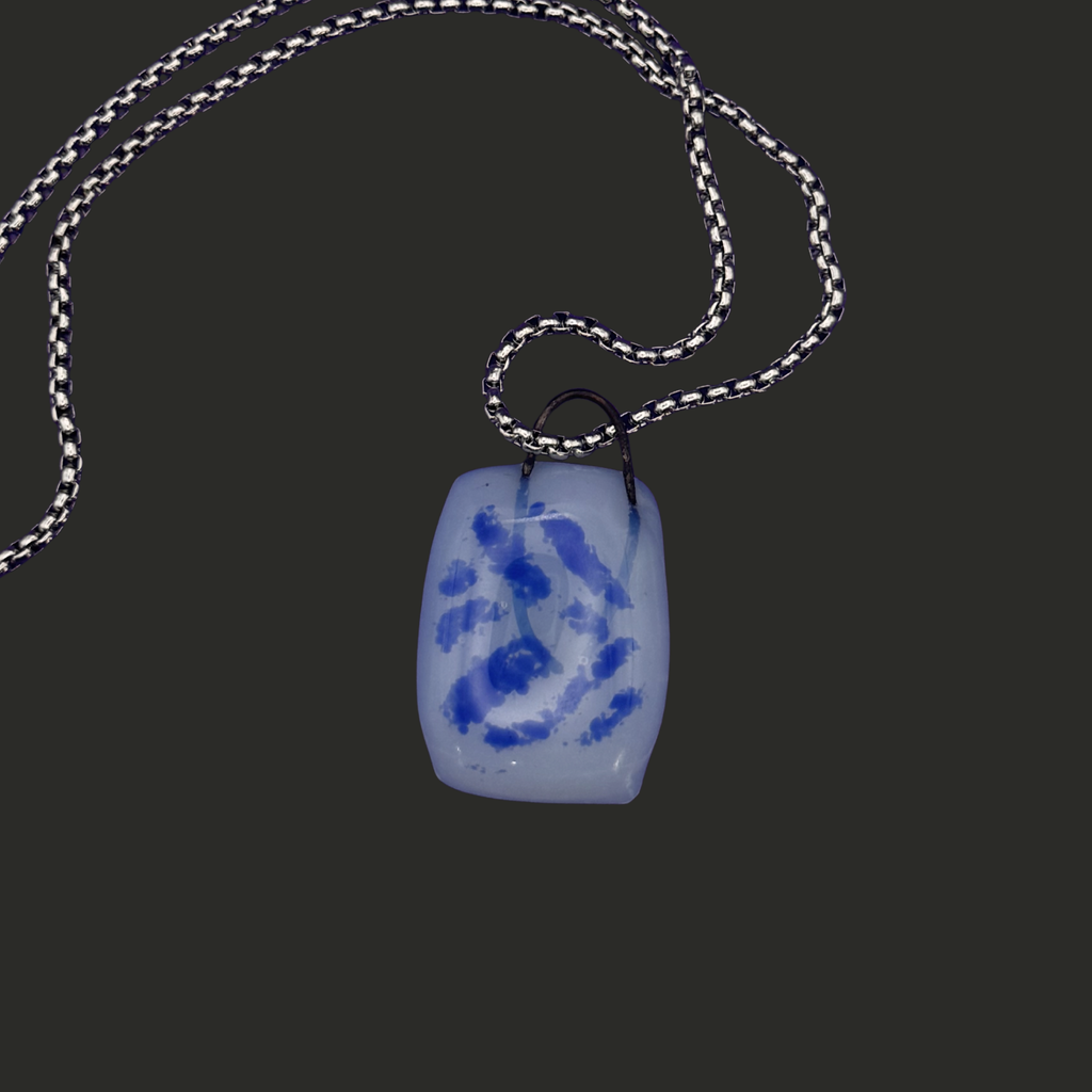 Fused Glass Charms | Blue/White
