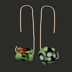 Paperclip Ear Threaders | Green Soft Glass