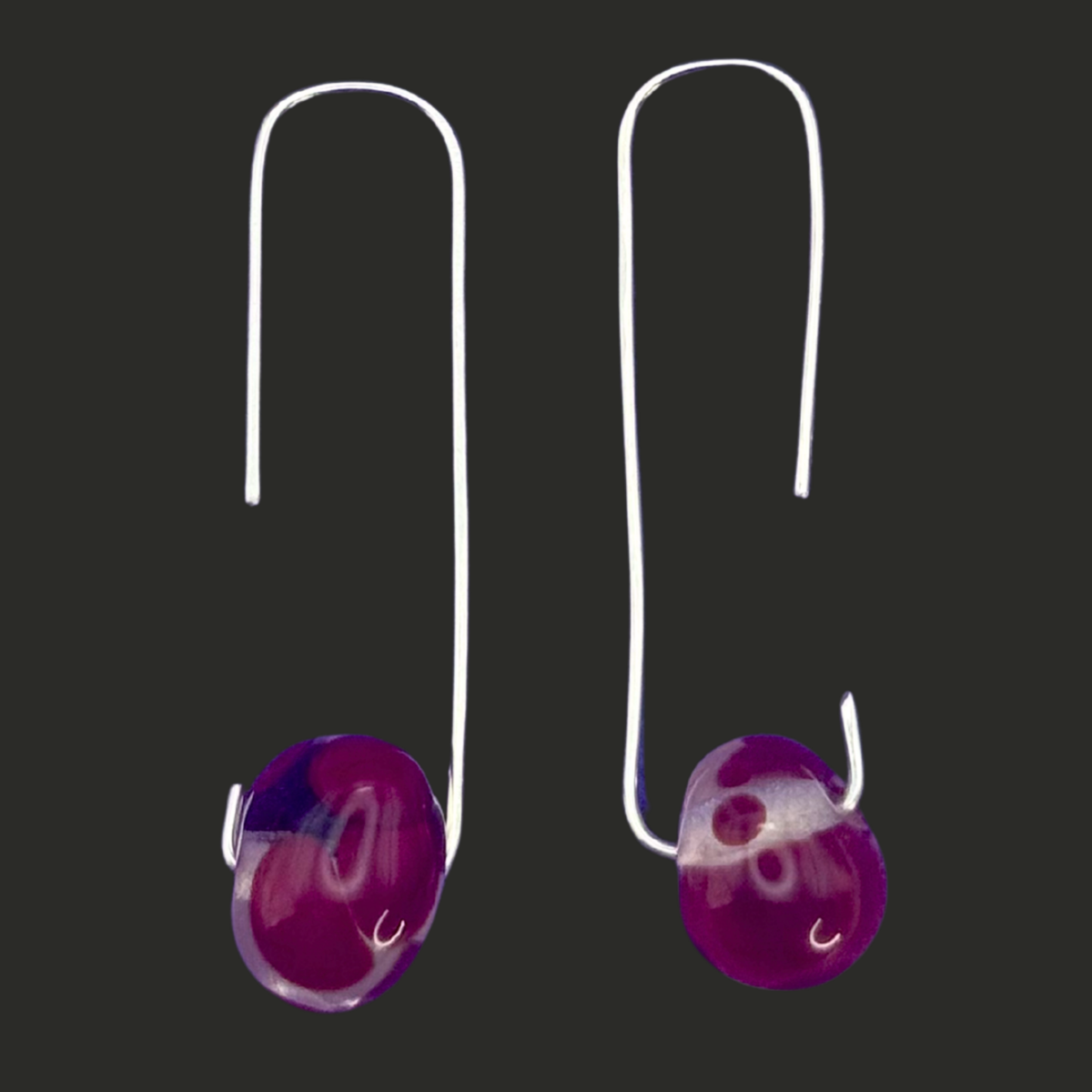 Paperclip Ear Threaders | Red/White Soft Glass